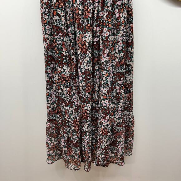 Torrid Black Flower Floral Tea Length Smocked Bodice A-Line Dress Size 0 Large - Picture 6 of 9